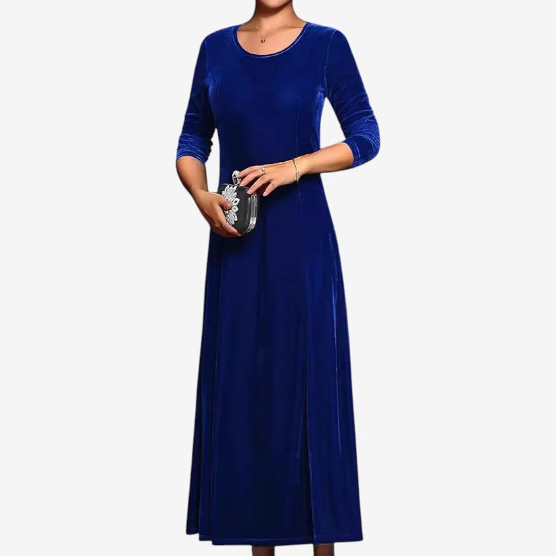 Round Neck Velvet Long Sleeve Dress