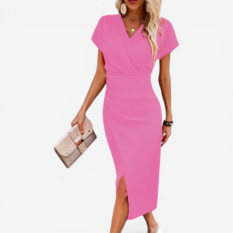 V-Shape Side Slit Midi Dress