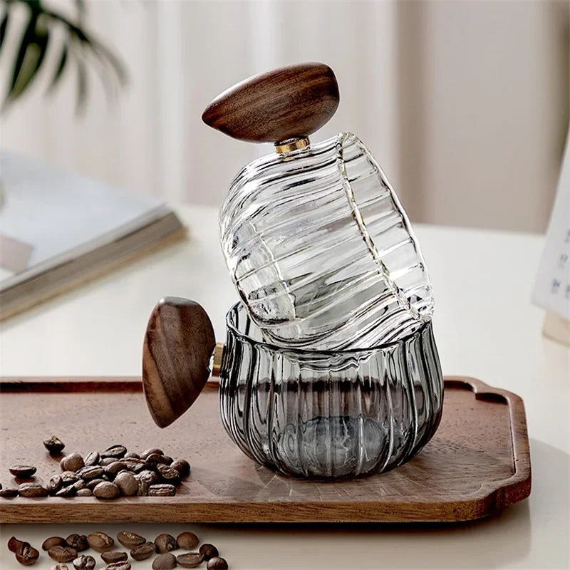 LuxeBrew - Elegant Glass Mugs with Wooden Handles