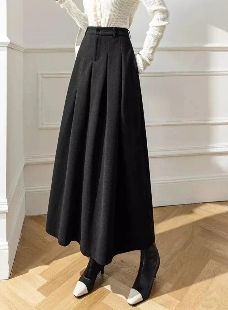 Solid-colored Hazie pleated skirt with high waist