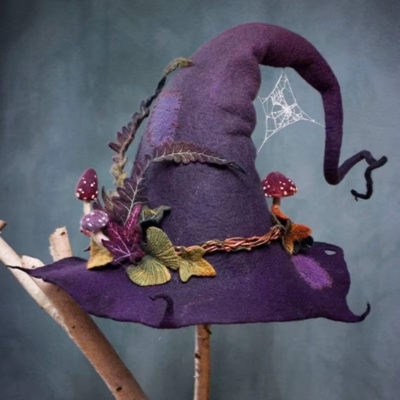 Floral Embellished Felt Witch Hat