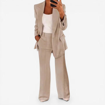 One-Button Blazer Trouser Suit Set