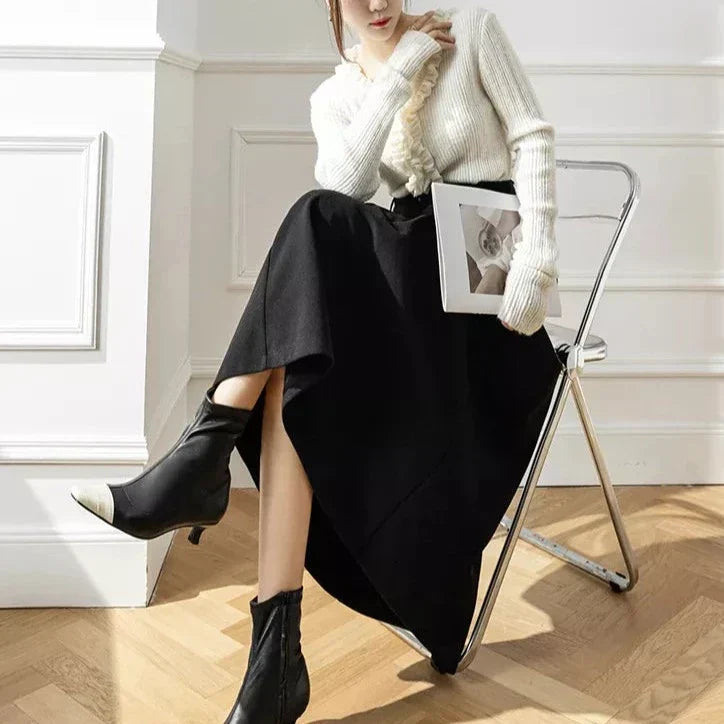 Solid-colored Hazie pleated skirt with high waist