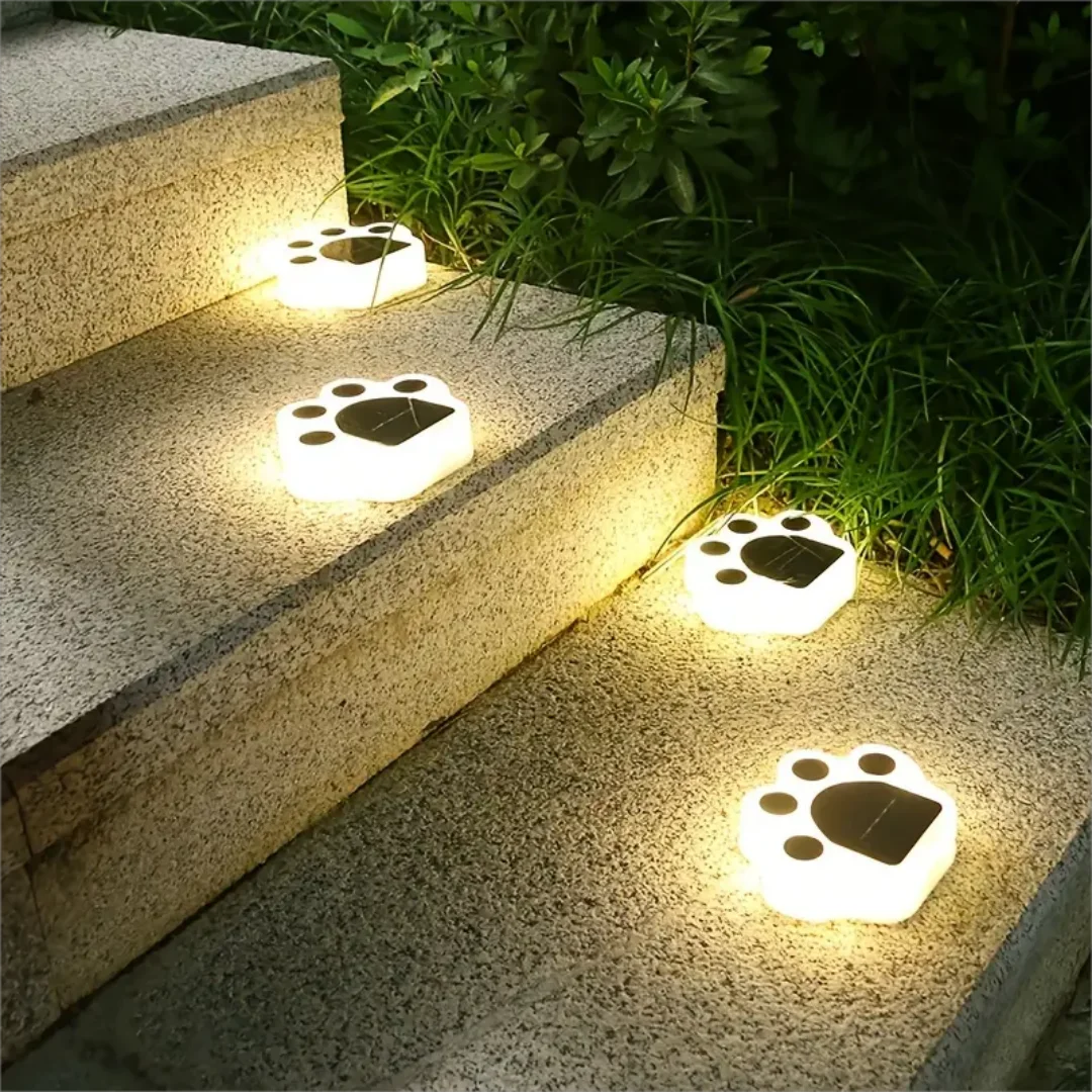 PawGlow - Solar-Powered Paw Print Pathway Lights Whimsical Paw Print Design with Soft Warm Glow | Eco-Friendly Solar Charging with Automatic Dusk-to-Dawn Illumination | Durable Weather-Resistant Accent for Garden, Walkway, or Patio