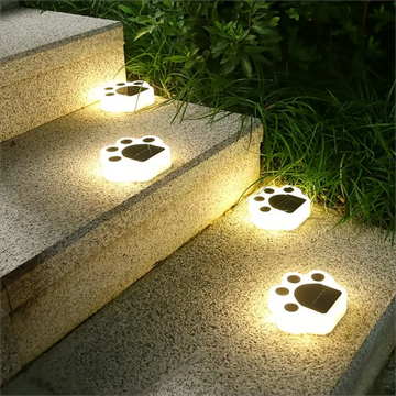 PawGlow - Solar-Powered Paw Print Pathway Lights Whimsical Paw Print Design with Soft Warm Glow | Eco-Friendly Solar Charging with Automatic Dusk-to-Dawn Illumination | Durable Weather-Resistant Accent for Garden, Walkway, or Patio