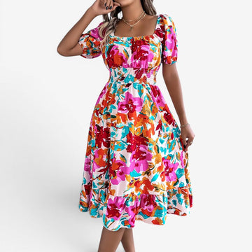 Women's Floral Off-Shoulder Midi Dress