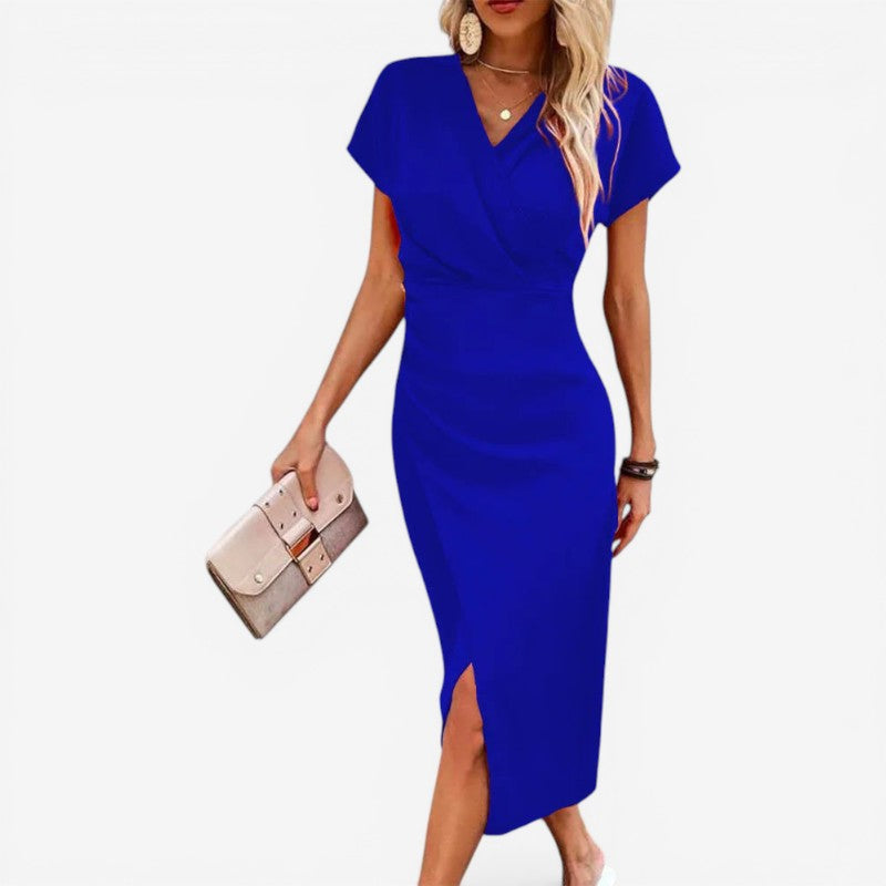 V-Shape Side Slit Midi Dress