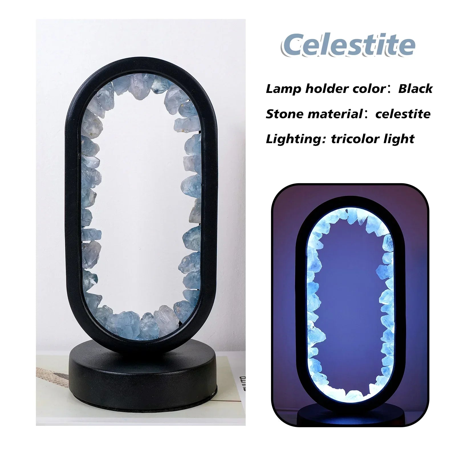 AmethystGlow- Serenity and Modern Elegance Oval Crystal LED Lamp
