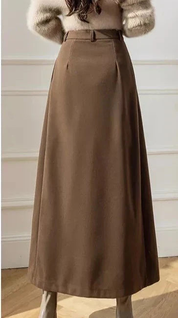 Solid-colored Hazie pleated skirt with high waist