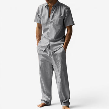 Men's Short Sleeve Shirt and Drawstring Pants Set
