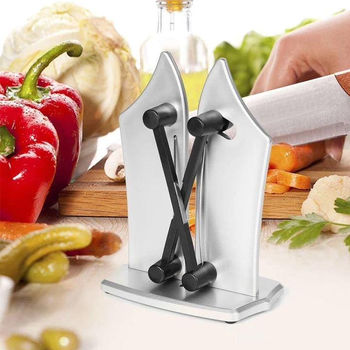 SharpEdge - Professional Heavy-Duty Knife Sharpener Restores Dull Blades Quickly | Works on Kitchen, Chef, Hunting, and Serrated Knives | Non-Slip Base with Ergonomic Handle for Safe and Easy Sharpening