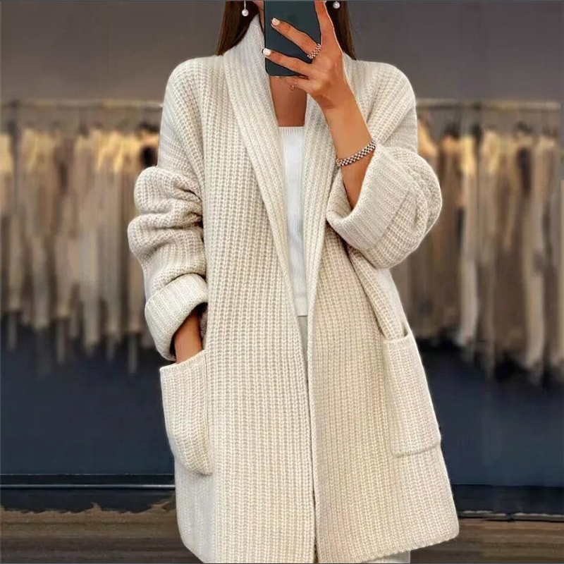 Womens Casual Knit Jacket with Pockets