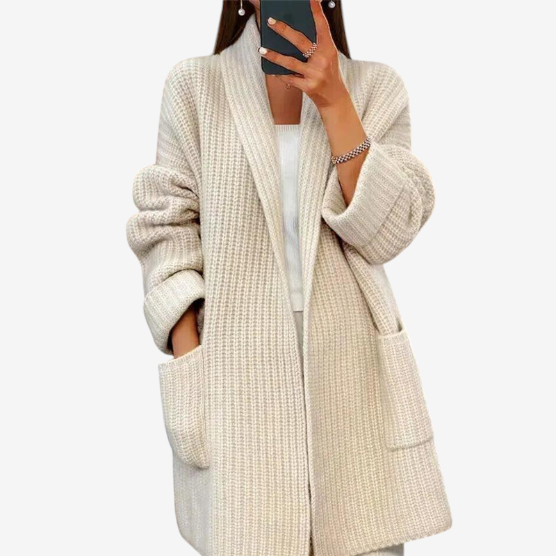 Womens Casual Knit Jacket with Pockets