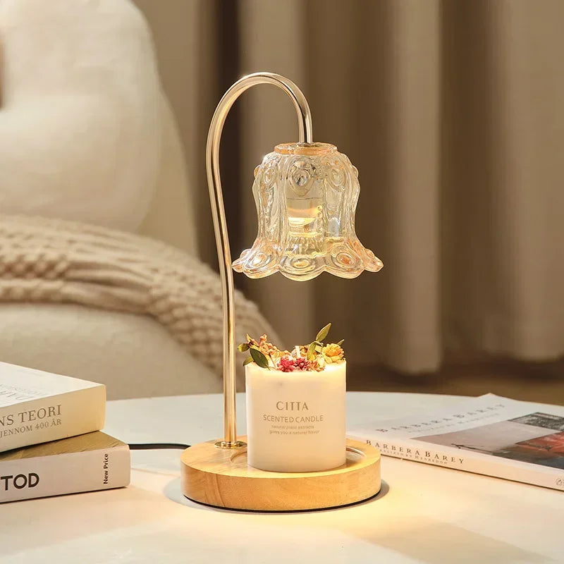BloomGlow - Floral Glass Table Lamp Flower-Shaped Lampshade with Clear or Translucent Glass | Soft Diffused Ambient Glow for Cozy and Elegant Atmosphere | Decorative Accent for Bedroom, Living Room, or Reading Nook