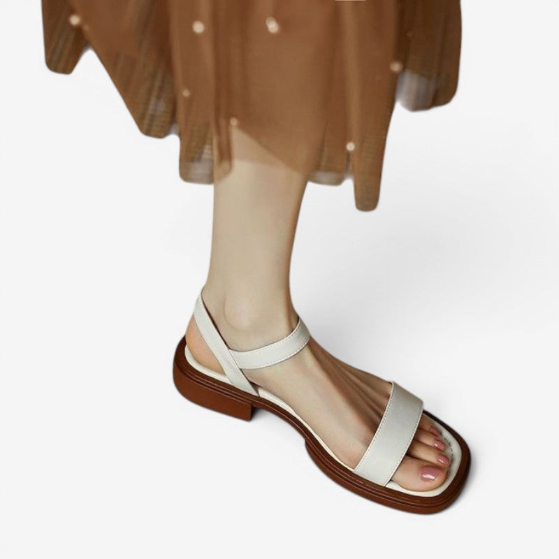 Stylish Low Heeled Sandals with Ankle Strap