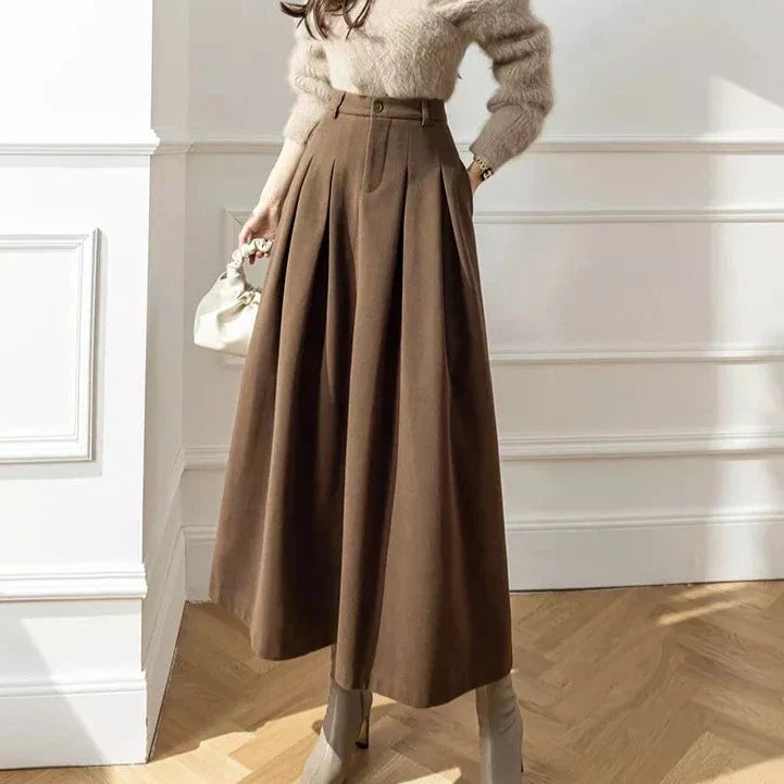 Solid-colored Hazie pleated skirt with high waist