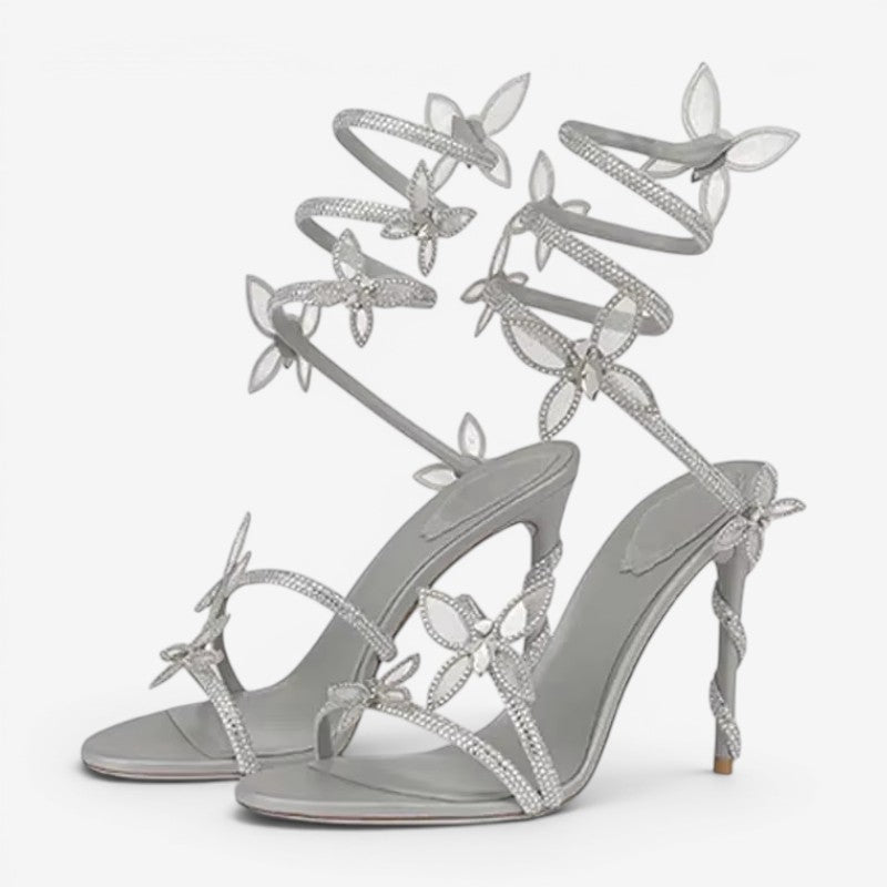 Elegant High Heeled Sandals with Pointed Toe