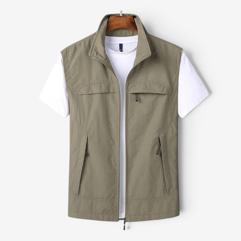 Men's Utility Vest with Stand-Up Collar