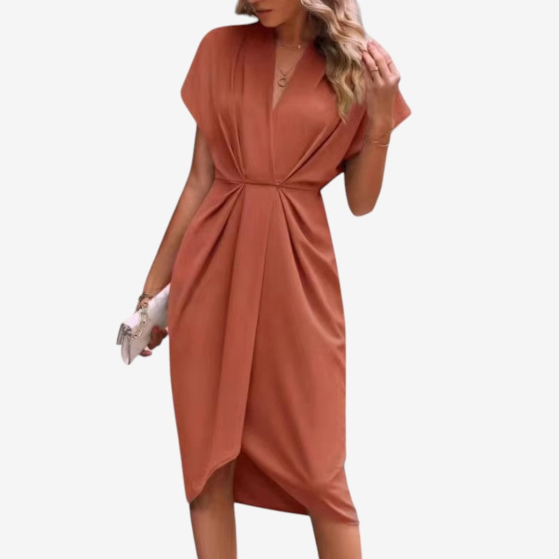 Elegant Midi Dress with V-Neck