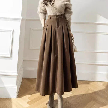 Solid-colored Hazie pleated skirt with high waist