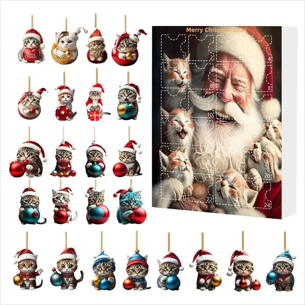 Advent Calendar with Christmas Tree Decor 2025 Cute Animal Comic