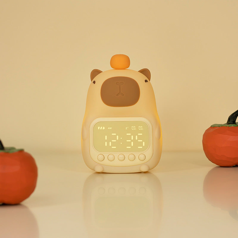 CapyTid - Capybara-Shaped Alarm Clock Gentle LED Night Light with Soothing Wake-Up Function | Rechargeable Eco-Friendly Design | Cozy and Adorable Alarm Clock for Bedroom or Travel