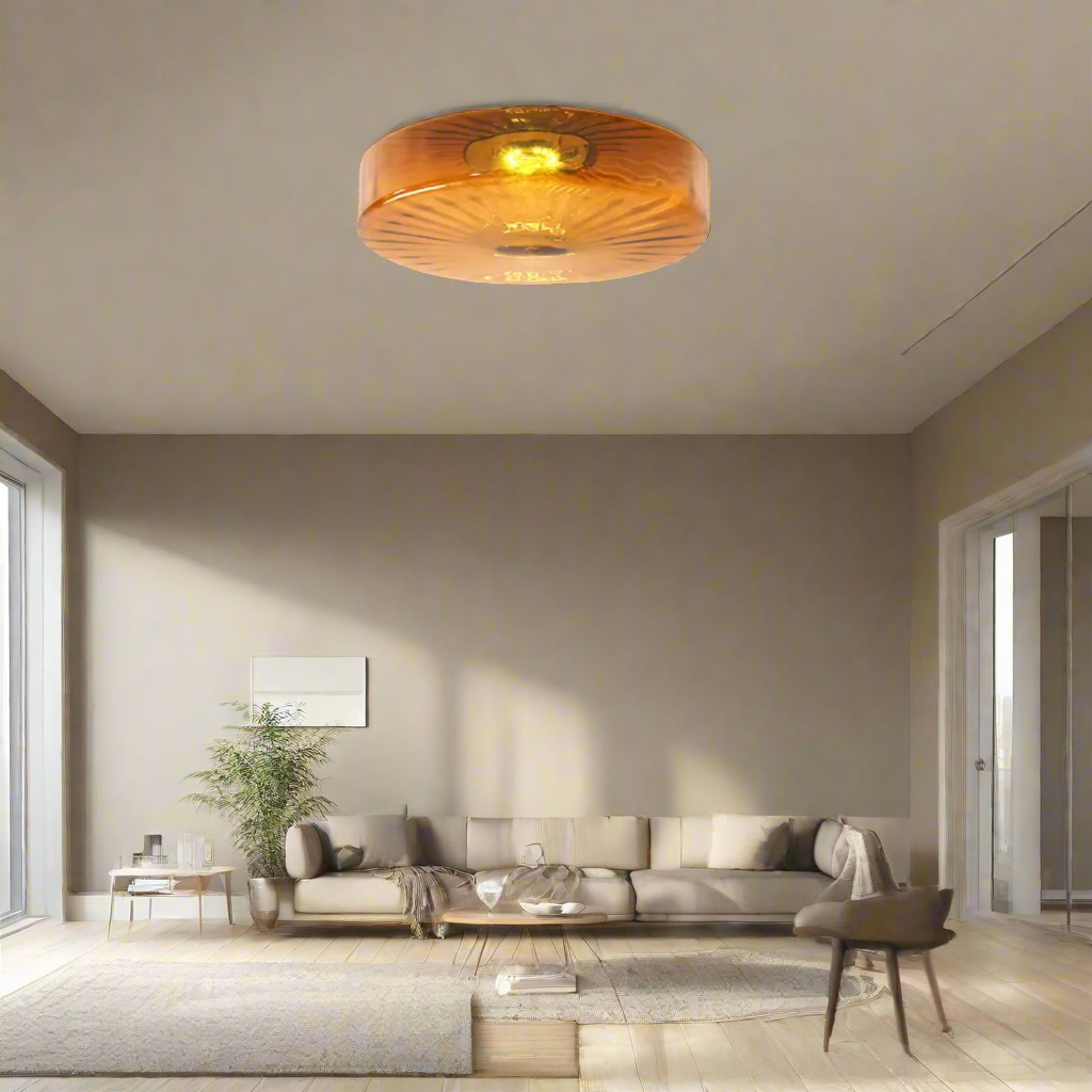 GlowSphere - Textured Amber Glass Recessed Ceiling Light | Soft Warm Ambient Glow for Cozy and Inviting Atmosphere | Elegant Flush Mount Accent for Living Room, Bedroom, Hallway, or Foyer