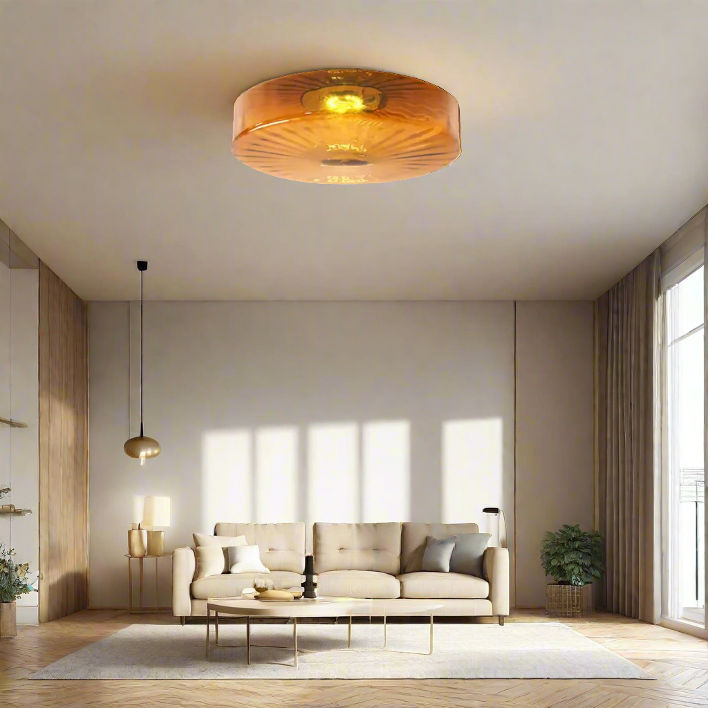 GlowSphere - Textured Amber Glass Recessed Ceiling Light | Soft Warm Ambient Glow for Cozy and Inviting Atmosphere | Elegant Flush Mount Accent for Living Room, Bedroom, Hallway, or Foyer