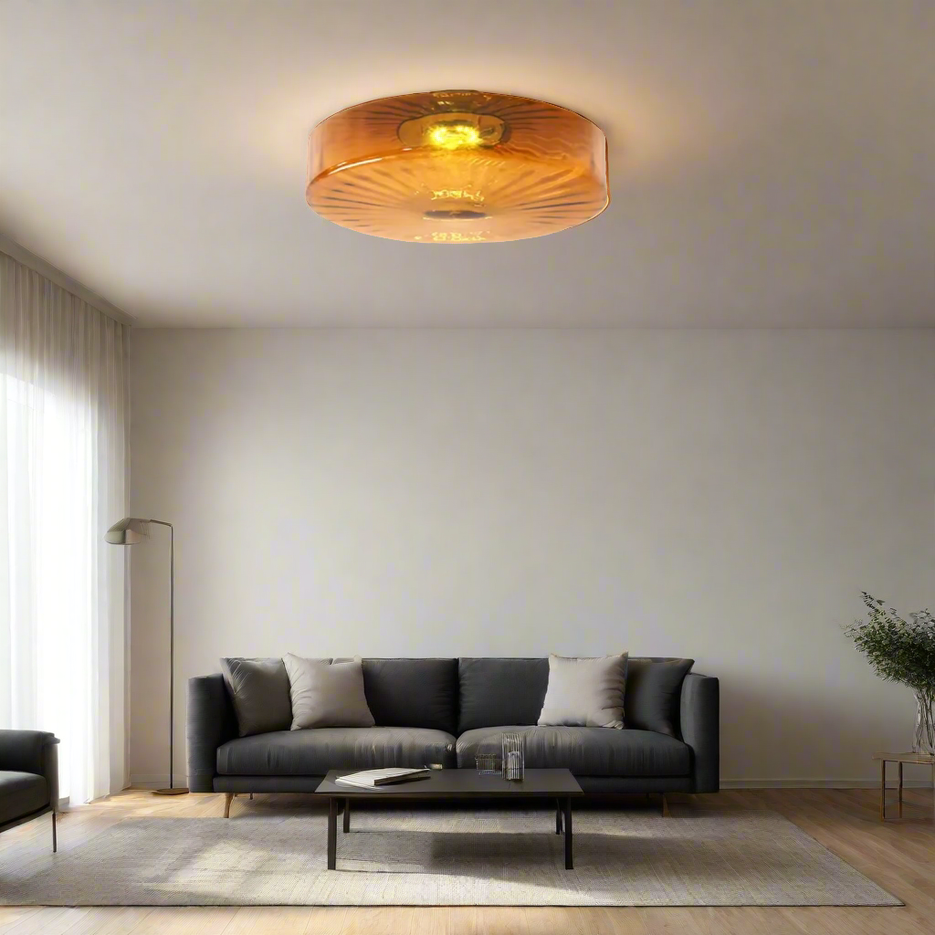 GlowSphere - Textured Amber Glass Recessed Ceiling Light | Soft Warm Ambient Glow for Cozy and Inviting Atmosphere | Elegant Flush Mount Accent for Living Room, Bedroom, Hallway, or Foyer