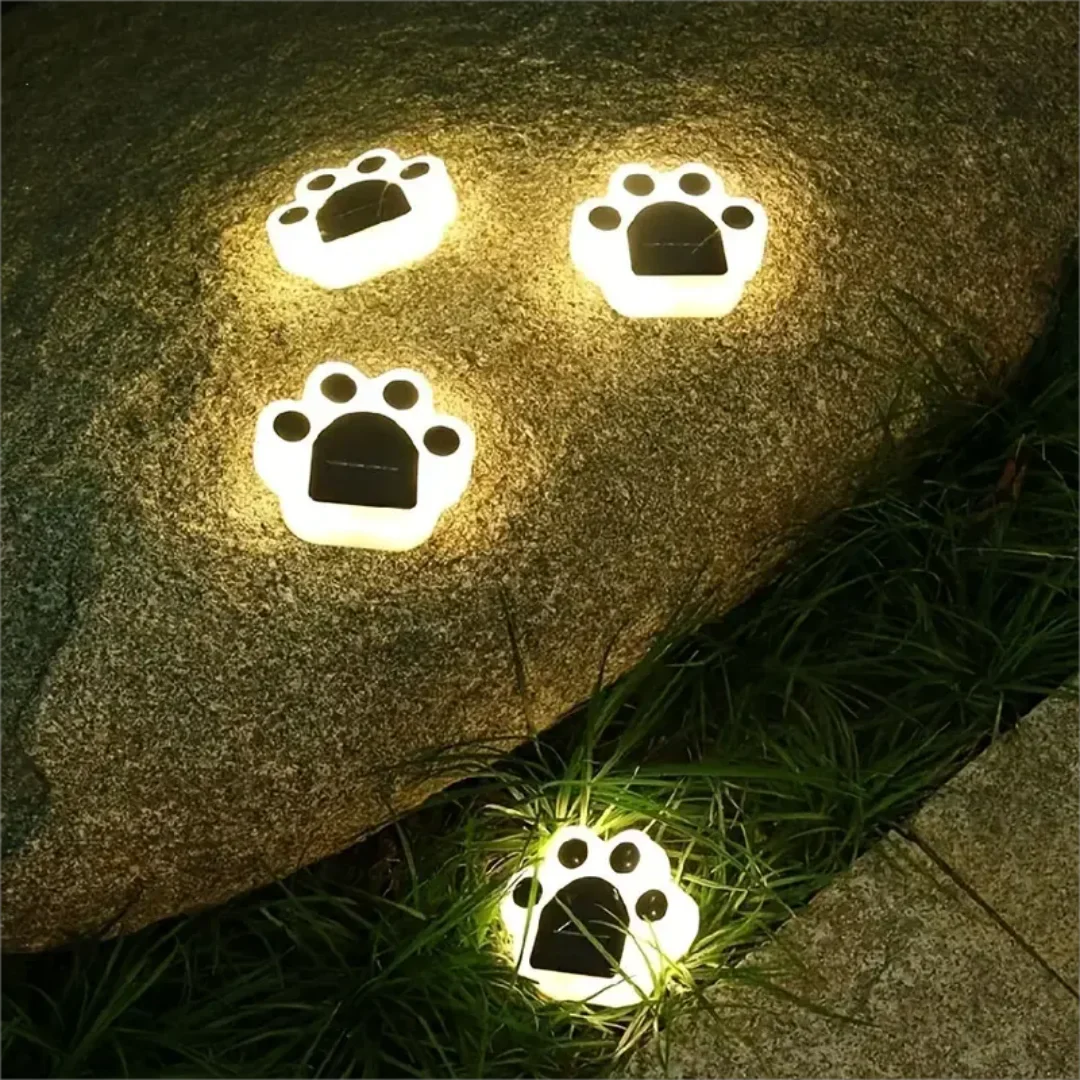 PawGlow - Solar-Powered Paw Print Pathway Lights Whimsical Paw Print Design with Soft Warm Glow | Eco-Friendly Solar Charging with Automatic Dusk-to-Dawn Illumination | Durable Weather-Resistant Accent for Garden, Walkway, or Patio