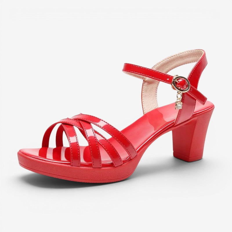 Wome's Open Toe High Heel Sandals with Ankle Buckle Strap