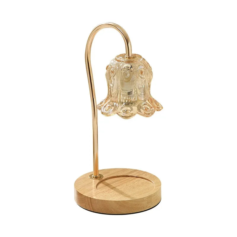 BloomGlow - Floral Glass Table Lamp Flower-Shaped Lampshade with Clear or Translucent Glass | Soft Diffused Ambient Glow for Cozy and Elegant Atmosphere | Decorative Accent for Bedroom, Living Room, or Reading Nook