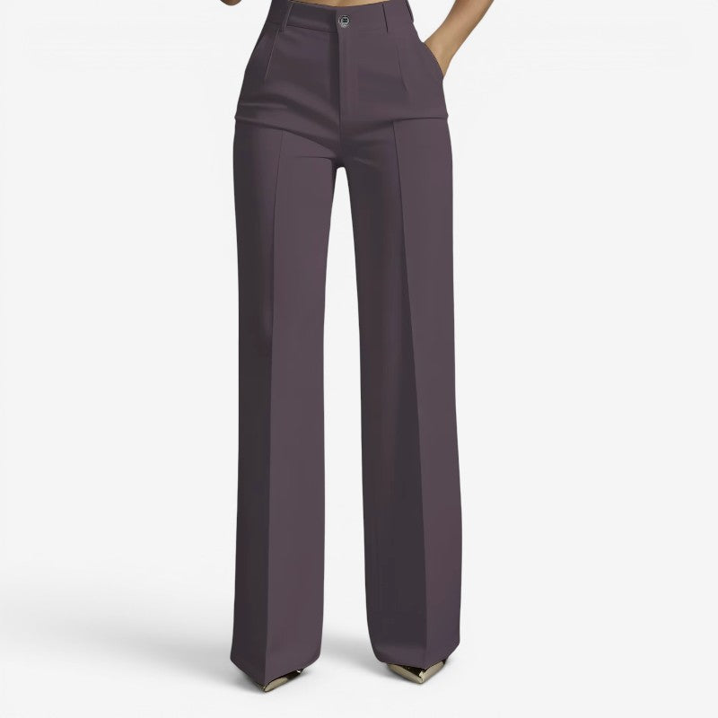 Chic Women's High Waisted Straight Leg Pants