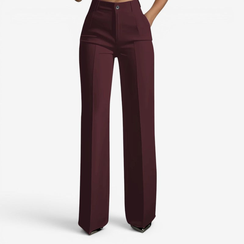 Chic Women's High Waisted Straight Leg Pants