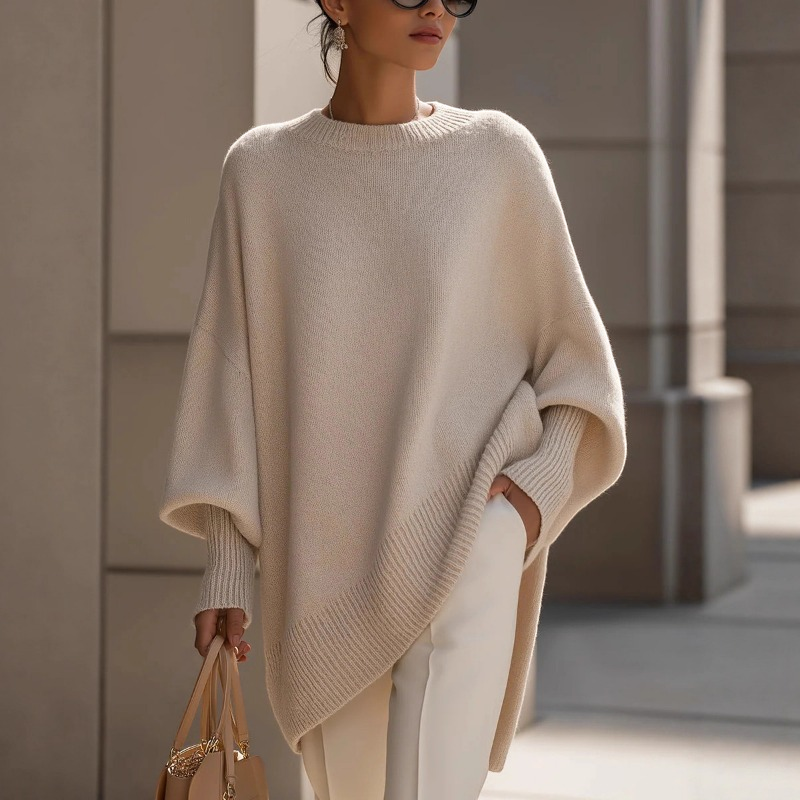 Chic Oversized Batwing Sleeve Knit Sweater for Women