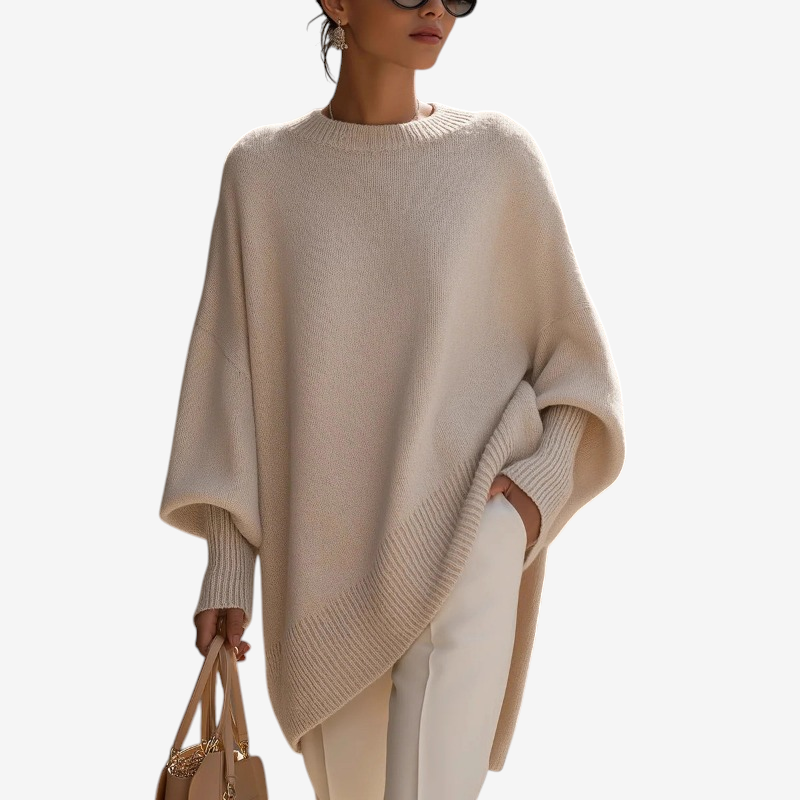 Chic Oversized Batwing Sleeve Knit Sweater for Women