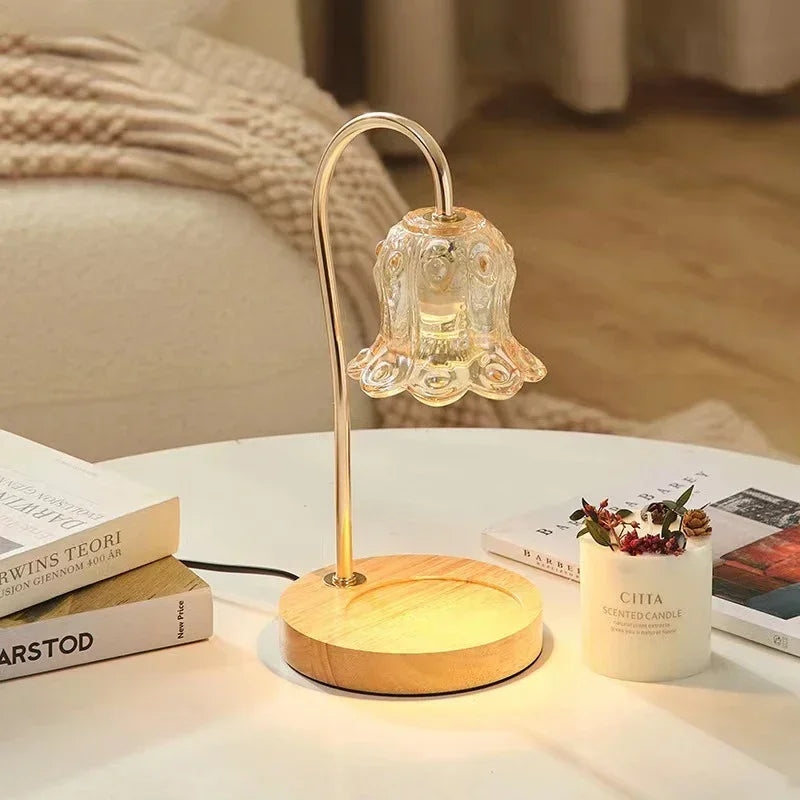 BloomGlow - Floral Glass Table Lamp Flower-Shaped Lampshade with Clear or Translucent Glass | Soft Diffused Ambient Glow for Cozy and Elegant Atmosphere | Decorative Accent for Bedroom, Living Room, or Reading Nook