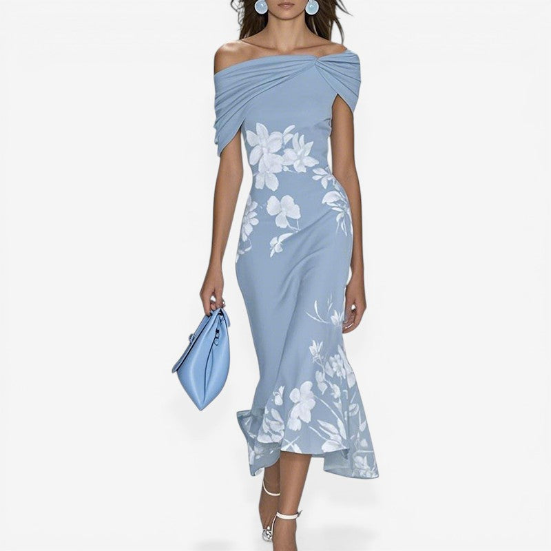 Off Shoulder Floral Slim Dress