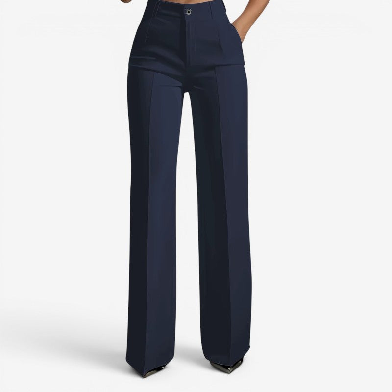 Chic Women's High Waisted Straight Leg Pants