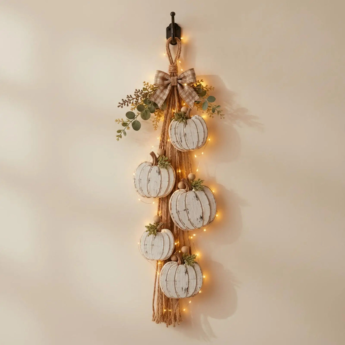 Pumpwreath - Világító tökös koszorú beépített LED fényekkel