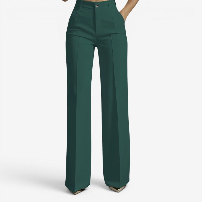 Chic Women's High Waisted Straight Leg Pants