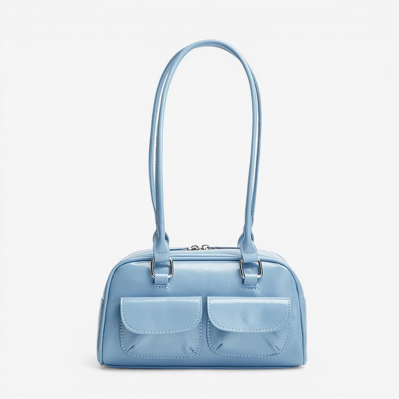 Multi Pocket Zip Leather Handbag