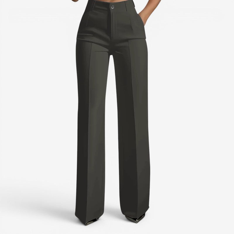 Chic Women's High Waisted Straight Leg Pants