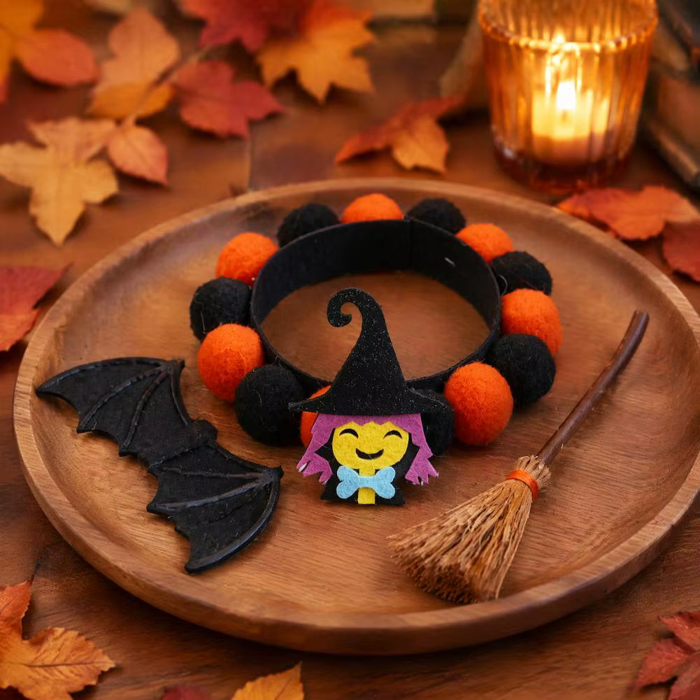 Festive Halloween Pet Collar with Pumpkin and Skull Designs