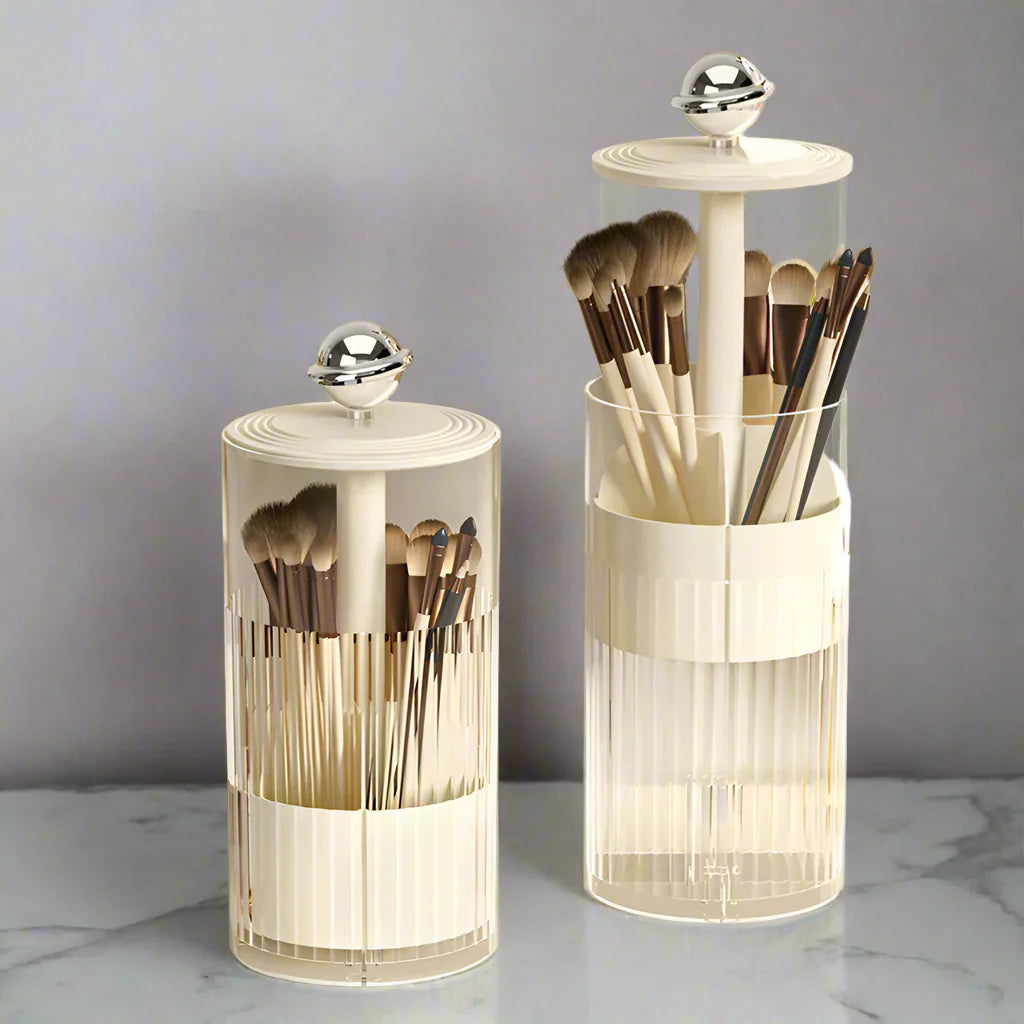 Auto Lift Makeup Brush Organizer | Stylish Vanity Cosmetic Storage