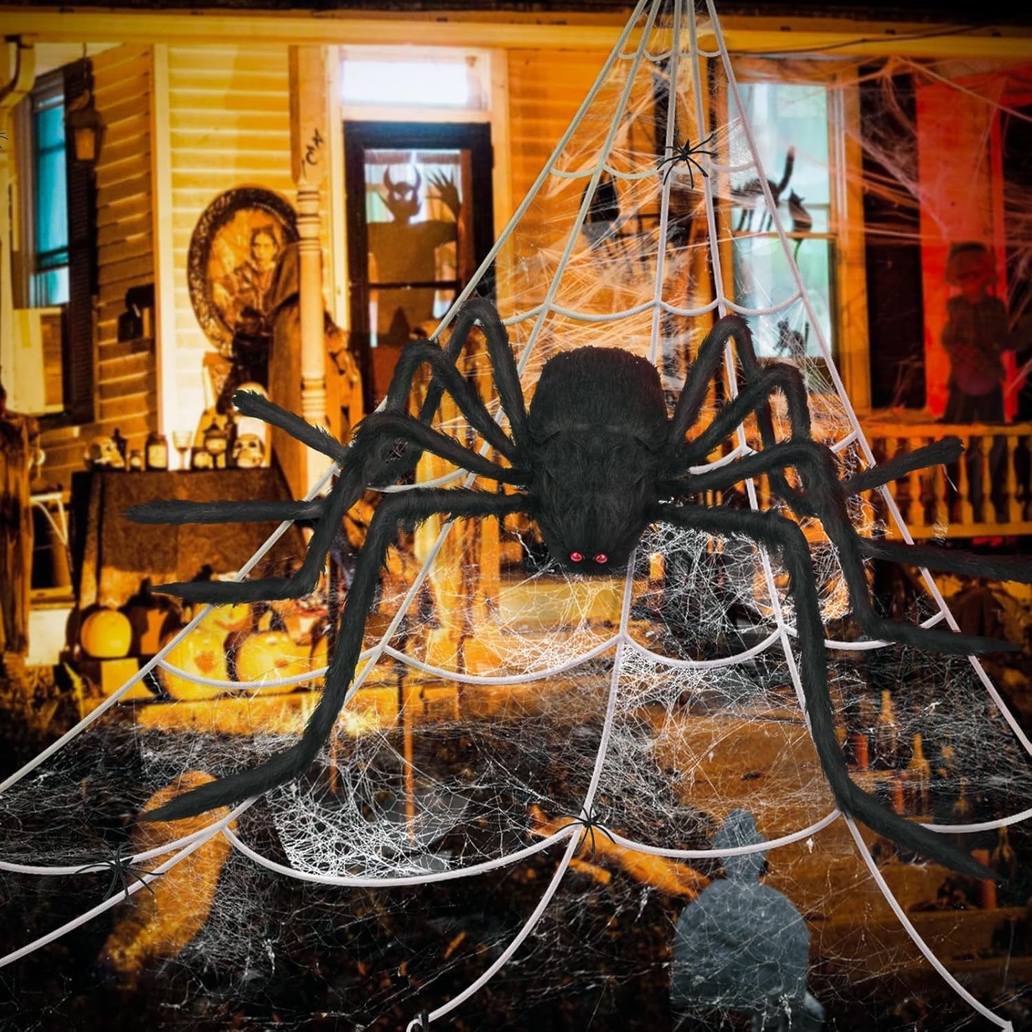 Halloween Spider Decoration Kit with Stretchable Web