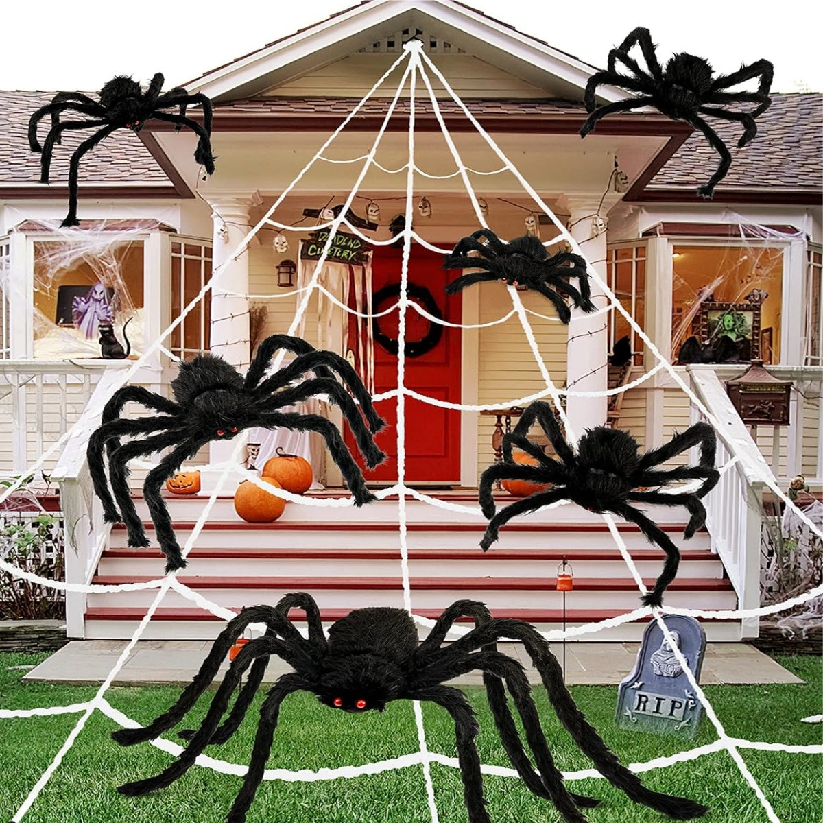 Halloween Spider Decoration Kit with Stretchable Web