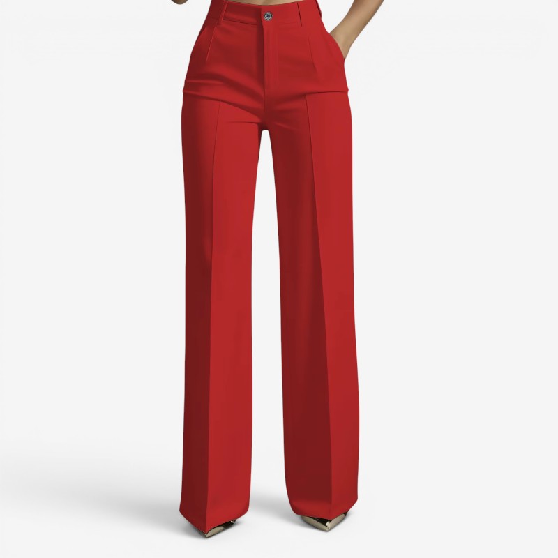 Chic Women's High Waisted Straight Leg Pants