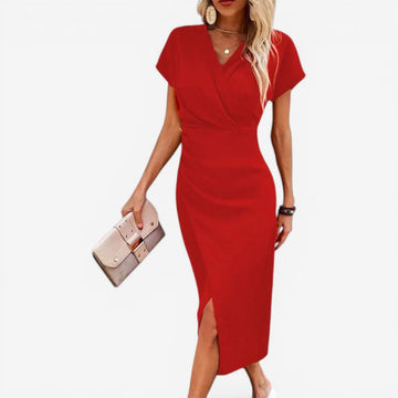 V-Shape Side Slit Midi Dress