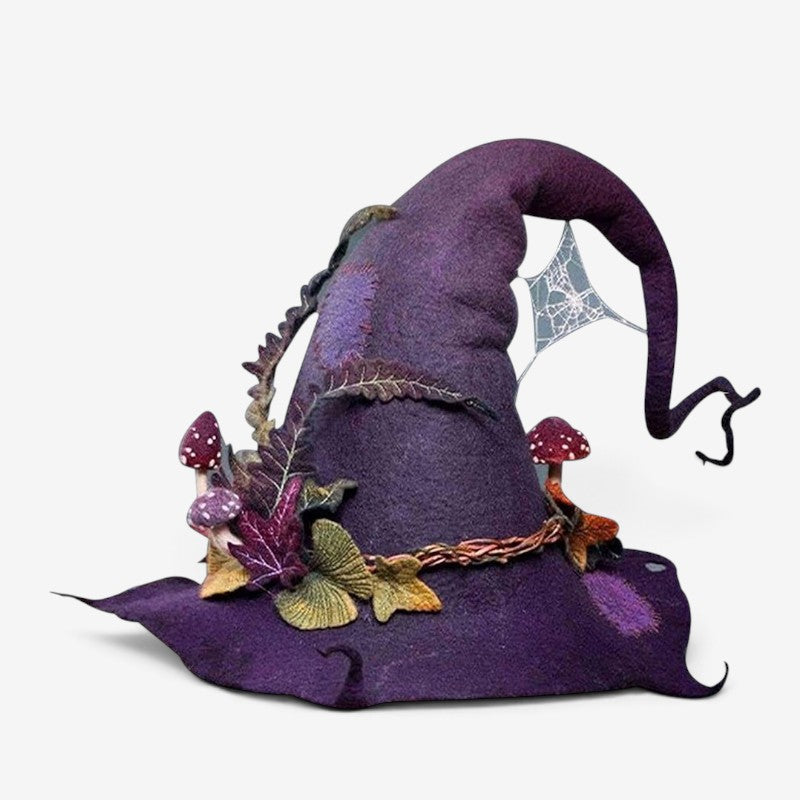 Floral Embellished Felt Witch Hat